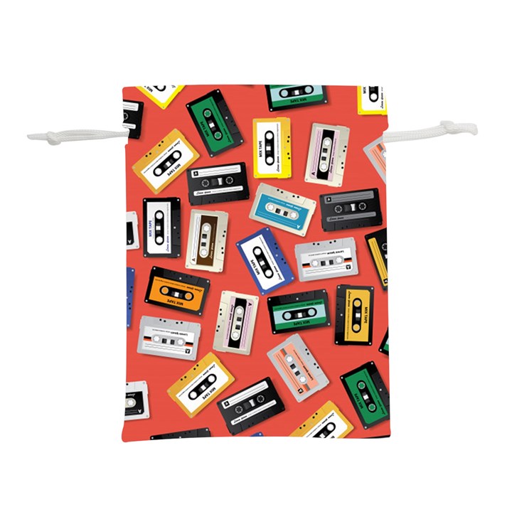 Vintage Retro Cassette Tape Pattern Design Template Lightweight Drawstring Pouch (S)