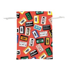 Vintage Retro Cassette Tape Pattern Design Template Lightweight Drawstring Pouch (l) by Wegoenart