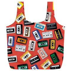 Vintage Retro Cassette Tape Pattern Design Template Full Print Recycle Bag (xxxl) by Wegoenart