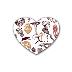 Africa Doodle Set Rubber Coaster (Heart) 