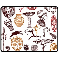 Africa Doodle Set Fleece Blanket (Medium) 