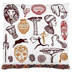 Africa Doodle Set Large Flano Cushion Case (one Side) by Wegoenart