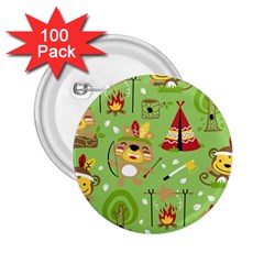 Cartoon Animals Indian Tribes Seamless Pattern Vector 2.25  Buttons (100 pack) 