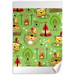 Cartoon Animals Indian Tribes Seamless Pattern Vector Canvas 12  x 18 