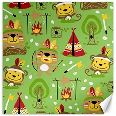 Cartoon Animals Indian Tribes Seamless Pattern Vector Canvas 20  x 20 