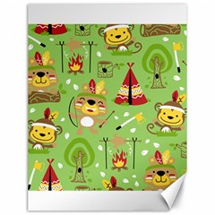 Cartoon Animals Indian Tribes Seamless Pattern Vector Canvas 18  x 24 