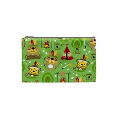 Cartoon Animals Indian Tribes Seamless Pattern Vector Cosmetic Bag (Small)