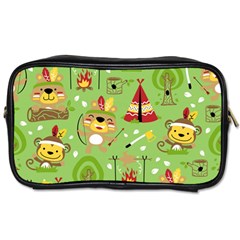 Cartoon Animals Indian Tribes Seamless Pattern Vector Toiletries Bag (Two Sides)