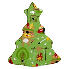 Cartoon Animals Indian Tribes Seamless Pattern Vector Ornament (Christmas Tree) 