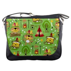 Cartoon Animals Indian Tribes Seamless Pattern Vector Messenger Bag