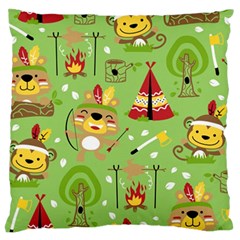 Cartoon Animals Indian Tribes Seamless Pattern Vector Standard Flano Cushion Case (One Side)