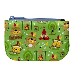 Cartoon Animals Indian Tribes Seamless Pattern Vector Large Coin Purse