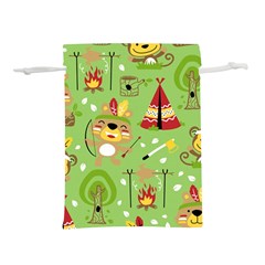 Cartoon Animals Indian Tribes Seamless Pattern Vector Lightweight Drawstring Pouch (L)