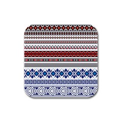 Illustration Ukrainian Folk Seamless Pattern Ornament Ethnic Ornament Border Element Rubber Square Coaster (4 Pack)  by Wegoenart