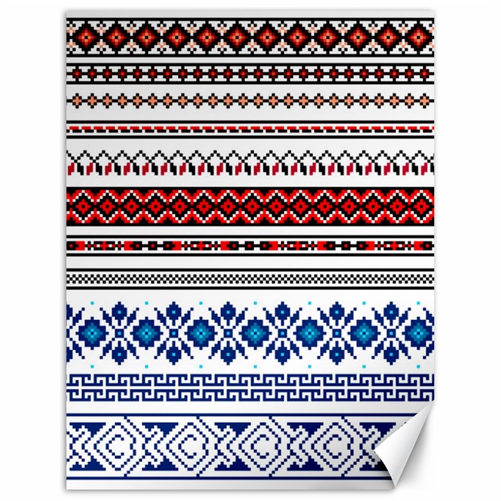 Illustration Ukrainian Folk Seamless Pattern Ornament Ethnic Ornament Border Element Canvas 18  x 24 