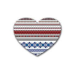 Illustration Ukrainian Folk Seamless Pattern Ornament Ethnic Ornament Border Element Rubber Coaster (heart)  by Wegoenart