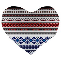 Illustration Ukrainian Folk Seamless Pattern Ornament Ethnic Ornament Border Element Large 19  Premium Heart Shape Cushions by Wegoenart