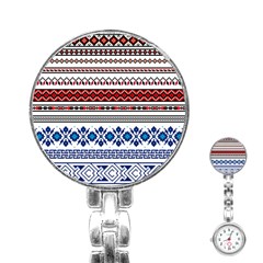 Illustration Ukrainian Folk Seamless Pattern Ornament Ethnic Ornament Border Element Stainless Steel Nurses Watch by Wegoenart