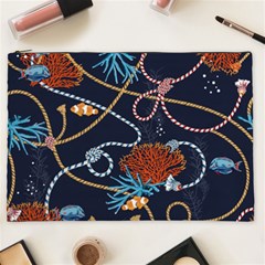 Vector Illustration Seamless Pattern With Corals Animal Trasure Marine Motif Sailor Mood Design Naut Cosmetic Bag (xxl) by Wegoenart