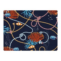 Vector Illustration Seamless Pattern With Corals Animal Trasure Marine Motif Sailor Mood Design Naut Double Sided Flano Blanket (mini)  by Wegoenart