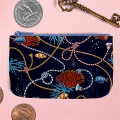 Vector Illustration Seamless Pattern With Corals Animal Trasure Marine Motif Sailor Mood Design Naut Large Coin Purse by Wegoenart