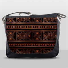 Colorful Bright Ethnic Seamless Striped Pattern Background Orange Black Colors Messenger Bag by Wegoenart