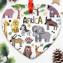 Cartoon African Animals Ornament (heart) by Wegoenart