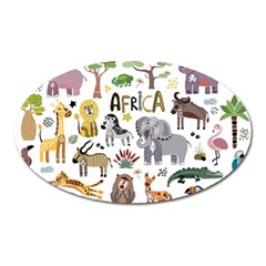 Cartoon African Animals Oval Magnet by Wegoenart