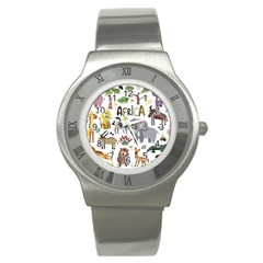 Cartoon African Animals Stainless Steel Watch by Wegoenart