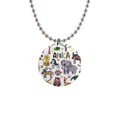 Cartoon African Animals 1  Button Necklace by Wegoenart