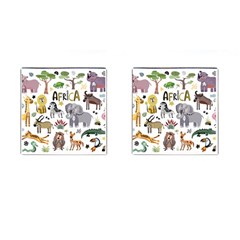 Cartoon African Animals Cufflinks (square) by Wegoenart