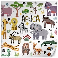 Cartoon African Animals Canvas 16  X 16  by Wegoenart