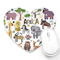 Cartoon African Animals Heart Mousepads by Wegoenart