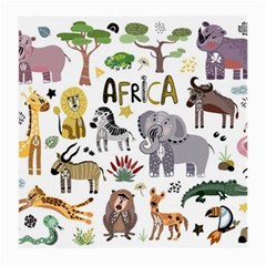 Cartoon African Animals Medium Glasses Cloth (2 Sides) by Wegoenart