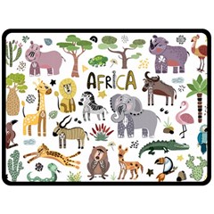 Cartoon African Animals Fleece Blanket (large)  by Wegoenart