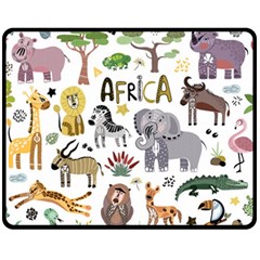 Cartoon African Animals Fleece Blanket (medium)  by Wegoenart