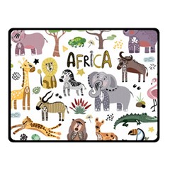 Cartoon African Animals Fleece Blanket (small) by Wegoenart