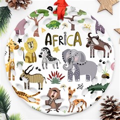 Cartoon African Animals Ornament (round Filigree)