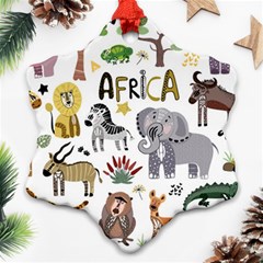 Cartoon African Animals Snowflake Ornament (two Sides)