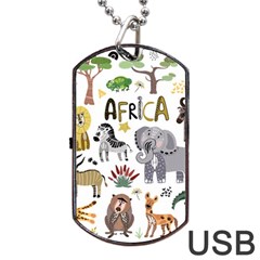 Cartoon African Animals Dog Tag Usb Flash (two Sides) by Wegoenart