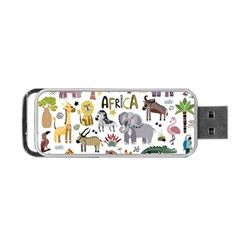 Cartoon African Animals Portable Usb Flash (two Sides) by Wegoenart