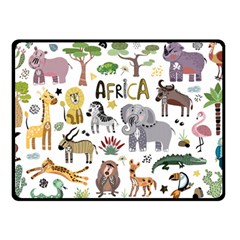 Cartoon African Animals Double Sided Fleece Blanket (small)  by Wegoenart