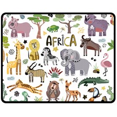 Cartoon African Animals Double Sided Fleece Blanket (medium)  by Wegoenart