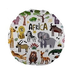 Cartoon African Animals Standard 15  Premium Flano Round Cushions by Wegoenart