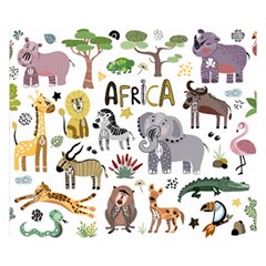 Cartoon African Animals Double Sided Flano Blanket (small)  by Wegoenart