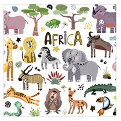 Cartoon African Animals Large Satin Scarf (square) by Wegoenart