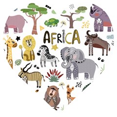 Cartoon African Animals Wooden Puzzle Heart by Wegoenart