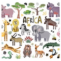 Cartoon African Animals Wooden Puzzle Square by Wegoenart