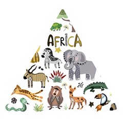 Cartoon African Animals Wooden Puzzle Triangle by Wegoenart