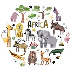 Cartoon African Animals Wooden Puzzle Hexagon by Wegoenart